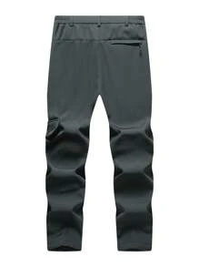 Men's Thermal-Lined Waterproof & Windproof Cargo Pants, Multi-Pocket Work Trousers, Casual Sports Pants, Anti-Scratch Hiking Pants - Dark Grey - View 2