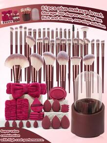 60PCS Makeup Tools Set Including:36PCS Makeup Brush Set+5PCS Makeup Sponges+5PCS Mini Makeup Sponges+5PCS Triangle Powder Puffs+5PCS Mini Air Cushion Powder Puffs+1pc Hairband+2PCS Hand Bowl Strap+1pc Makeup Brush Cleaning Tools - 彩色 - 查看 14