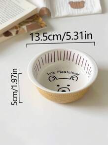 1 pièce Bol en céramique avec ours en relief créatif, assiette de vaisselle mignonne pour la maison, bol à salade, plat à dessert