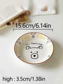 1 pièce Bol en céramique avec ours en relief créatif, assiette de vaisselle mignonne pour la maison, bol à salade, plat à dessert