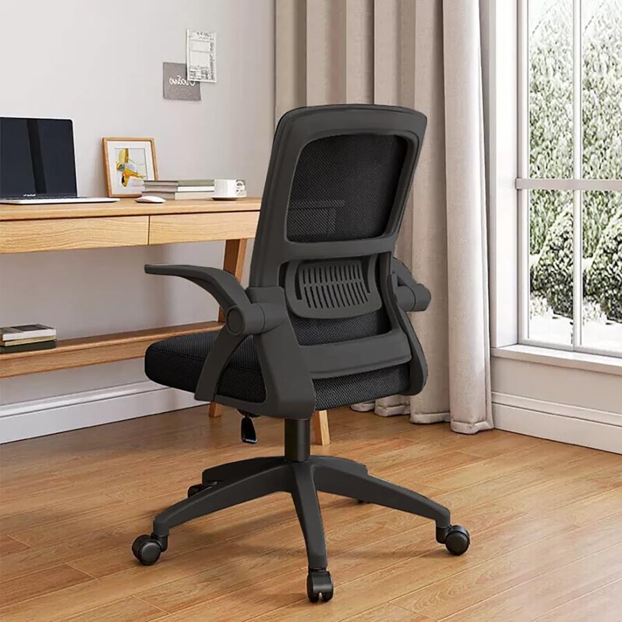 Office Chair, Ergonomic Desk Chair Breathable Mesh Chair Swivel Chair With Flip-Up Arms And Lumbar Support Computer Chair For Home Office - Black - View 1