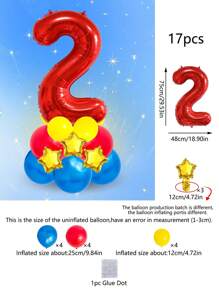 17 Stück/Set 0-9 Zahlenballons, 32 Zoll Folienballons mit Zahlen für Geburtstagsdekoration, Einschulung, Valentinstag - Verschiedenfarbig - Übersicht 24