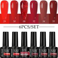VOKY 6 CÁI/BỘ 7ML Gel làm móng tay màu trơn với bộ gel làm móng tay kim cương vụn sáng bóng, Bộ quà tặng ngày lễ hoàn hảo cho tiệm làm móng DIY dành cho phụ nữ - Nhiều màu - Xem 10