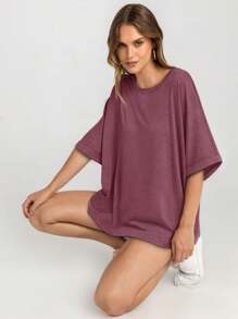 OUTBALL Women Oversized Workout Tops T-Shirt Loose Fit  Short Sleeve Gym Basic Tee Shirt - Hoa Hồng Đỏ - Xem 4