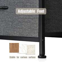 Sweetcrispy 卧室10抽屉梳妆台，现代布艺抽屉梳妆台系列，储物柜整理单元，带布艺箱的储物塔，梳妆台和五斗橱，抽屉柜，金属框架，办公室、客厅、卧室、返校宿舍收纳的轻质家具 - 灰色 - 查看 8