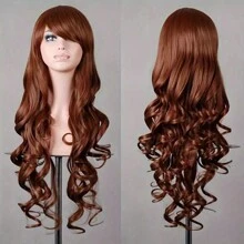 Parrucca viola lunga e riccia con frangia per donne - Capelli sintetici resistenti al calore, perfetta per Ognissanti e cosplay