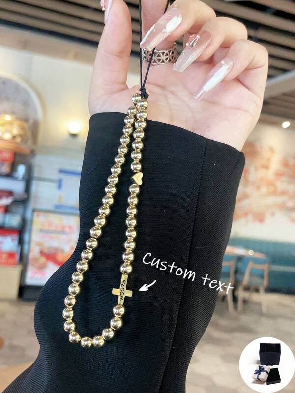 Customized Phone Lanyard, Elegant Minimalist Cross Design, Customizable With Name, Slogan, Location, Date, Suitable As Birthday, Anniversary Gift And Wear