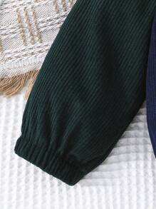 2 件套男婴服装字母刺绣拼接连帽衫夹克和字母刺绣拼接裤子套装，适合户外、秋季穿着舒适 - 彩色 - 查看 5