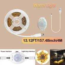 1 Stück 5V LED Lichtband mit Bewegungssensor-Regler - USB-betrieben, Länge wählbar (1m - 5m), 120° Erfassungsbereich, einstellbare Dauer, perfekt für Küche, Schlafzimmer, Treppenhaus, Wohnzimmer, Garderobe - abschneidbar und platzsparend