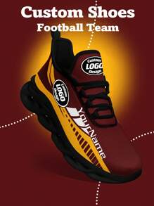Men's Washington Football Designed Sneakers, Custom Logo Custom Name Customization Lightweight Comfortable Soft Bottom Sneakers For Men, Gym Training Breathable Tennis Shoes Unique Gift For Mom/Dad/Her/Him/Girlfriend/Boyfriend/Wife/Husband/Friend ﻿