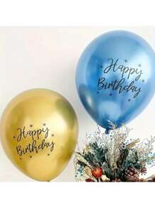 10 piezas de globos metálicos de 12 pulgadas con el mensaje "Feliz Cumpleaños", de material de látex, inflables con helio, decoración para fiesta - Multicolor - Ver 4