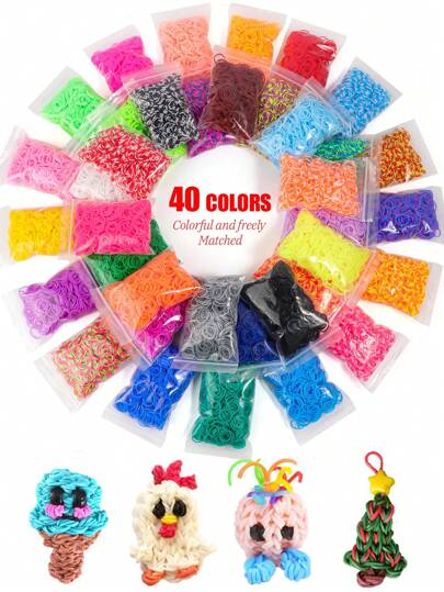 ชุดทำสร้อยข้อมือยางสี 500 ชิ้น ชุดสร้างสร้อยข้อมือถักสีสัน พร้อมจี้และลูกปัด งานฝีมือและของขวัญวันเกิดคริสต์มาสสำหรับมือใหม่