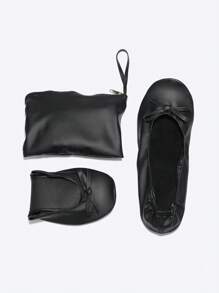Zapatos planos plegables portátiles para niños, zapatos de yoga, zapatos de ballet, pantuflas plegables para viaje, zapatos planos con banda elástica sencilla, zapatos de práctica de yoga interiores plateados para niñas, zapatos planos casuales suaves y cómodos, adecuados para uso interior y exterior