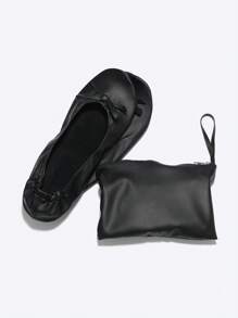 Zapatos planos plegables portátiles para niños, zapatos de yoga, zapatos de ballet, pantuflas plegables para viaje, zapatos planos con banda elástica sencilla, zapatos de práctica de yoga interiores plateados para niñas, zapatos planos casuales suaves y cómodos, adecuados para uso interior y exterior