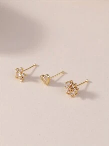 KARYOKO Bộ 3 chiếc ghim mũi nữ, đá Cubic Zirconia sáng bóng AAA hình trái tim và hoa đính kèm ghim bi và nhẫn mũi xương Ngày lễ tình nhân, Mẹ, Mẹ, Ngày của Mẹ, Quà tặng - Khuyên mũi - Xem 10