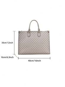 Túi Tote Cổ Điển Tối Giản Retro, Túi Xách Thời Trang Đa Năng Cho Quý Cô Sử Dụng Hàng Ngày Thường Ngày - Xám - Xem 7