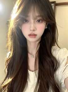 1 件合成耐热假发，颜色为玫瑰红/榛子灰棕/黑棕/亚麻金/暗粉色长卷发假发，长 26-28 英寸，由纤维制成，适合日常使用，自然逼真的假发。