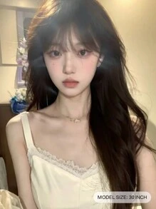 1 件合成耐热假发，颜色为玫瑰红/榛子灰棕/黑棕/亚麻金/暗粉色长卷发假发，长 26-28 英寸，由纤维制成，适合日常使用，自然逼真的假发。