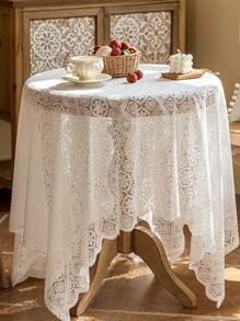 1pc Lace Tablecloth, Wavy Edge Decor, Polyester Material, Suitable For Living Room, Dining Room, Holiday Party, Wedding Decor - Multicolor - View 26