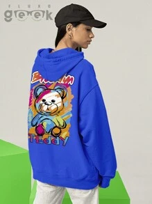 Brooklym New York Anime Oversize Premium Cotton  Bear Sweatshirt 2562 GEEK FLUX - Xanh đậm - Xem 7