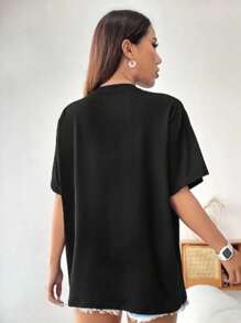 Women's T-Shirt Drop Shoulder Streetwear Ghost Tshirt Shirt Blogger Style - 黑色 - 查看 2
