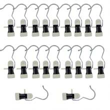 20 件带钩衣夹，便携式洗衣衣夹，衣柜收纳架，万圣节装饰，多用途双头涂层不锈钢带钩夹子，用于帽子、裤子、裙子、秋季服装 - 多色 - 查看 12