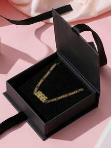 1pc Women's Travel Portable Flip Cover Jewelry Box, Square Ribbon Gift Box For Rings, Watches, Necklaces, Earrings Storage Valentine Day Back To School - Multicolor - View 4