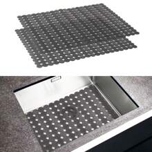 4 Pack Kitchen Sink Mat For Stainless Steel/Ceramic Sinks, PVC Protectors For Bottom Of Kitchen Sink, Adjustable, Fast Draining, Dots Design Mats, 40x30 Cm (Black Translucent) - Black - View 4