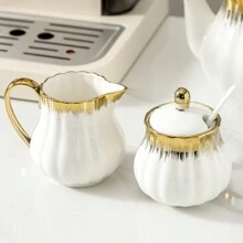 1 件陶瓷茶壶，欧式花茶壶咖啡壶水壶陶瓷礼品，金边下午茶套装，家用带过滤器的茶壶，下午茶饮具，家庭办公室酒店，茶具适用于茶、咖啡、品茶、礼物、母亲节礼物 - 金色 - 查看 10