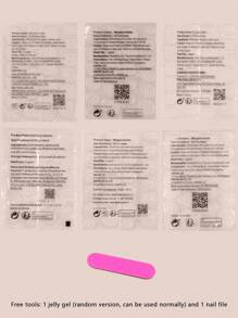 24 片长杏仁形华丽哥特式可穿戴假指甲彩色窗玻璃精致可拆卸指甲艺术片 24 片 - 彩色 - 查看 4
