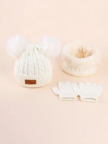 3pcs Kids Winter Knitted Hat, Scarf And Gloves Set, Unisex Warm Accessory Set For Toddlers, Children - Three-piece Knitted Hat - View 18