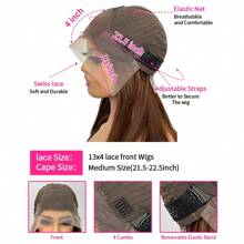 PAZAT 250 Density Chocolate Brown Straight Lace Front Wigs 34 Inch Straight Wigs Human Hair Chocolate Brown Lace Front Wig Human Hair Human Hair Frontal Wigs Human Hair 13X4 Brown Wig Human Hair Short Bob Wigs(8inch)