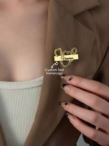 1 szt. Spersonalizowana broszka ze stali nierdzewnej do stetoskopu, personalizowany klips na identyfikator, odpowiedni dla lekarzy, pielęgniarek, pracowników służby zdrowia, prezent unisex, prezent rocznicowy, prezent dla druhny, prezent urodzinowy, odcień lasu - Wielokolorowe - Zobacz 12