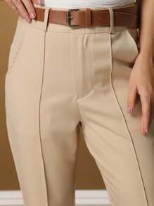 Women's Basic Straight Tailored Dress Pants - Beige - View 4