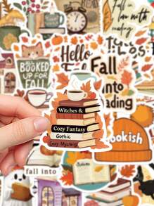 50pcs Bookish Fall Stickers Laptop Handbook Cell Phone Case Decorative Stickers Back To School