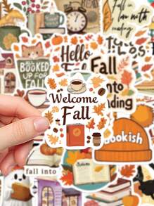 50pcs Bookish Fall Stickers Laptop Handbook Cell Phone Case Decorative Stickers Back To School