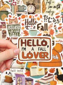 50pcs Bookish Fall Stickers Laptop Handbook Cell Phone Case Decorative Stickers Back To School