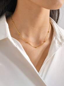 Women's Fashion Simple Sexy Necklace, Twist Rope Chain, Chain, Gold Jewelry Gold Accessories, Women Gifts, Choker Necklace, European And American Style Unisex Necklace, Sailor Rope Chain Necklace, Coffee Bean Necklace, Snake Chain, Oval Chain, Geometric Chain, Fashionable High-End Short Necklace Copper Clavicle Chain Choker Necklace, Golden Accessories, Style Women Gifts Daily Casual Wear, Fashion Jewelry