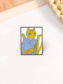 1pc Mèo hoạt hình Van Gogh Tranh sơn dầu Nghệ thuật Tranh ghim cài áo Huy hiệu - Nhiều màu - Xem 11