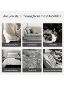 1 件可重复使用的除尘清洁刷，双面宠物毛发去除器，手动静电除毛刷，适用于猫、衣服、沙发、家具、床上用品、地毯，耐用聚丙烯材料，无需电源 - 灰色 - 查看 9