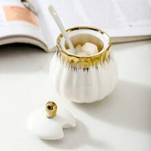 1 件陶瓷茶壶，欧式花茶壶咖啡壶水壶陶瓷礼品，金边下午茶套装，家用带过滤器的茶壶，下午茶饮具，家庭办公室酒店，茶具适用于茶、咖啡、品茶、礼物、母亲节礼物 - 金色 - 查看 4