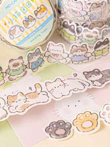 1 Roll Of Unique Paper Cat-Themed Decorative Masking Tape, Cat Gacha Series, Suitable For Gifts, Office, Home, Marking, Labeling, Classroom, Entertainment Toys, Student Journal Scrapbooking DIY Decoration Back To School - Multicolor - View 7