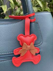 Charming Bear Bow Leather Key Chain-Cute Cartoon Car Accessories & Bag Charm, Unique Mobile Phone Accessories, Imitation Leather Pendant, Suitable For Female Mobile Phone Accessories, Presented To Friends, Family, Girlfriend, Outdoor Accessories, Party Accessories, Gifts, Souvenirs. - Multicolor - View 3