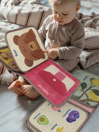 1 件婴儿忙碌布书毛毡布 3D 布书感官玩具学习活动，用于精细运动技能和练习新技能，适合学龄前和小孩子的安静书籍（具有 CE CPC 认证）