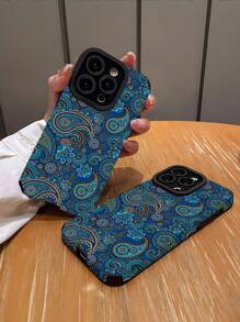 1 stuk Retro Paisley Print Verticale Strepen Geïnspireerde Schokbestendige Zachte Telefoonhoes Compatibel met iPhone en 16/16Plus/16Pro/16ProMax