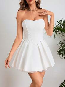 Bow A-Line Lightweight Dress, Valentine's Day - White - View 3