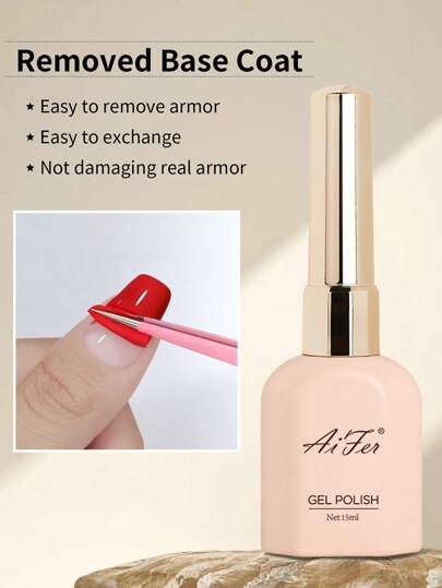 AiFer Peel-Off Base Gel: 15ml UV Gel Base Coat For Easy Removal Peelable Gel Ideal For Gel Nail Polish Press-On Nails Gel X Nail Tips And Nail Practice UV Nail Lamp Required Perfect For Beginners
