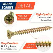 SANJODS Kit de surtido de tornillos de madera de alta dureza, 60 piezas, cabeza plana con cabezal Phillips de rosca gruesa, surtido de tornillos, juego de tornillos, tornillos surtidos, tornillos para madera y panel de yeso - #4 X 1/2", #6 X 5/8", #6 X 1", #8 X 1-1/4", #8 X 1-1/2", #10 X 2" (6 tamaños)
