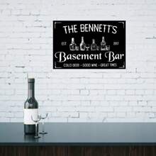 1pc Biển hiệu quầy bar tầng hầm tùy chỉnh, Tên/Năm tùy chỉnh, Biển hiệu tường trang trí tầng hầm, Biển hiệu kim loại 12x8 inch, Trang trí phòng gia đình - Nhiều màu - Xem 6
