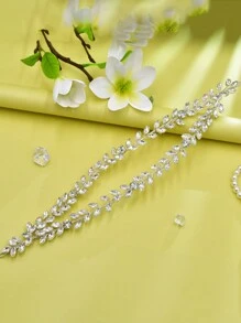 1 chiếc vòng tóc pha lê hai lớp màu bạc, mũ đội đầu cô dâu, băng đô dự tiệc tối hoàng gia cho phụ nữ - Bạc - Xem 3